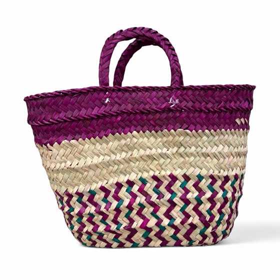 Shanta palm-leaf tote — Purple